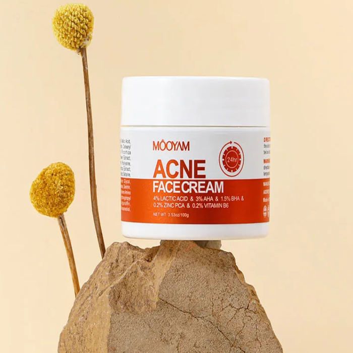Acne face cream with lactic acid, AHA, BHA, Zinc PCA