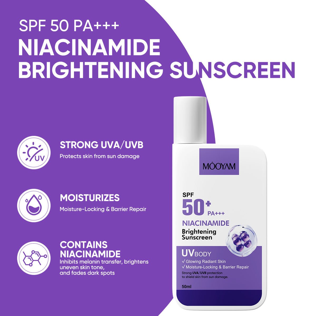 MOOYAM NIACINAMIDE BRIGHTENING SPF 50+ SUNSCREEN