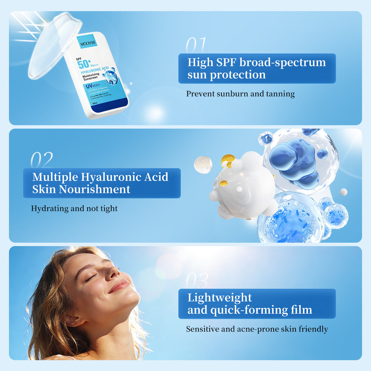 MOOYAM HYALURONIC ACID SPF 50+ MOISTURIZING SUNSCREEN