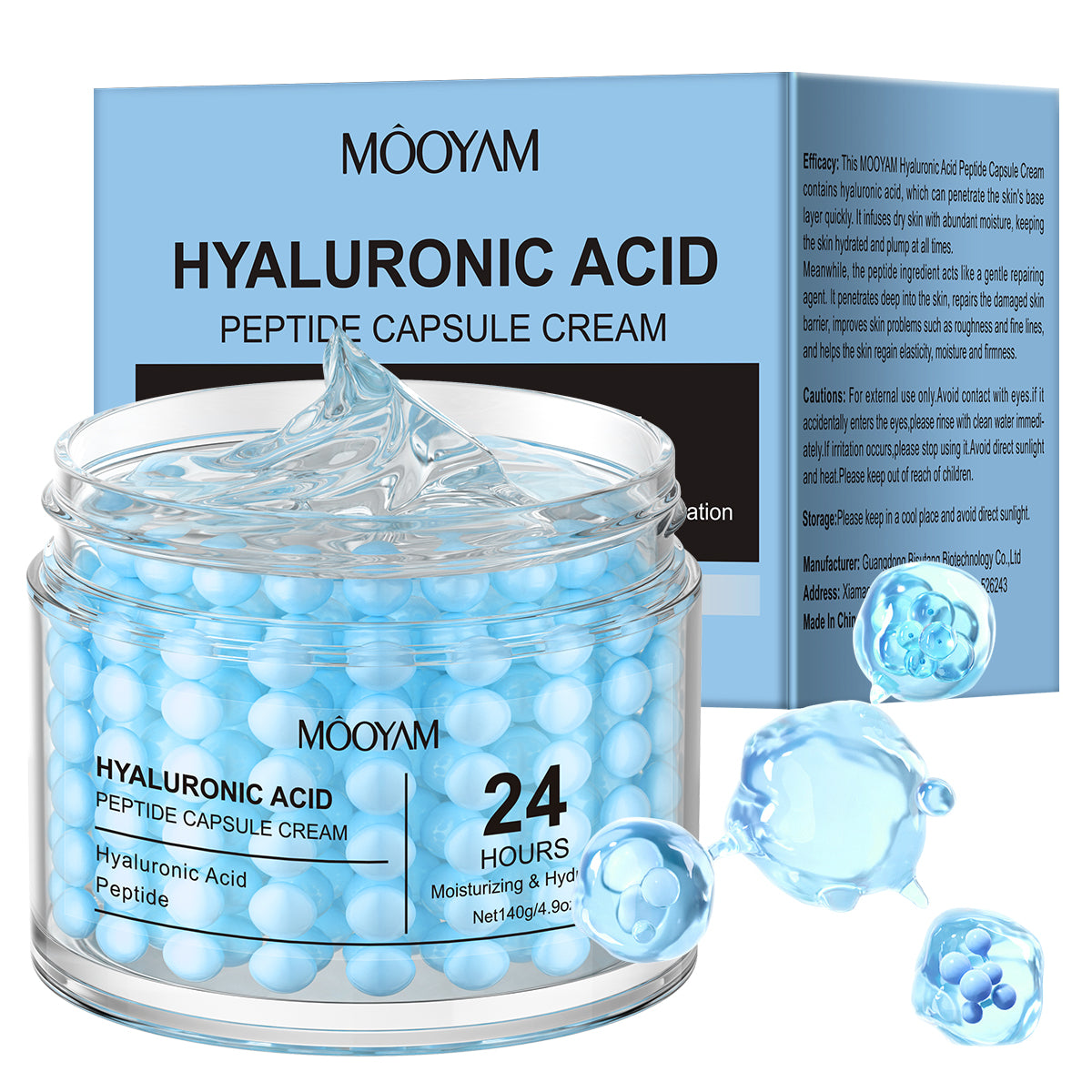 MOOYAM Hyaluronic Acid Peptide Capsule Cream 140g – deeply hydrating peptide moisturizer