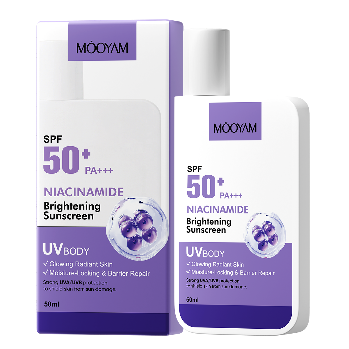 MOOYAM Niacinamide Brightening SPF 50+ Sunscreen 50ml – brightening sunscreen for dark spots and hyperpigmentation